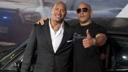 RIO DE JANEIRO, BRAZIL - APRIL 15:   Dwayne Johnson (The Rock) and Vin Diesel (R) pose for photographers during the premiere of the movie "Fast and Furious 5" at Cinepolis Lagoon on April 15, 2011 in Rio de Janeiro, Brazil. (Photo by Buda Mendes/LatinContent/Getty Images)