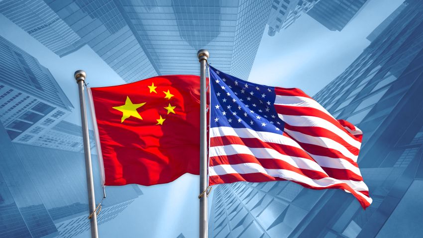 markets tariffs china us flags