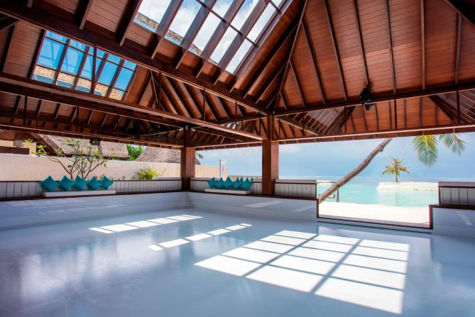 <strong>Smart design: </strong>Manufactured by Swiss company Glice, the artificial rink is composed of 25-30 interlocking plastic ice sheets. Unlike a traditional ice rink, the plastic sheets do not require chilly temperatures to produce that gliding sensation. As such, the rink can withstand the fiery Maldivian temperatures, which hover around the mid-80s Fahrenheit most of the year.