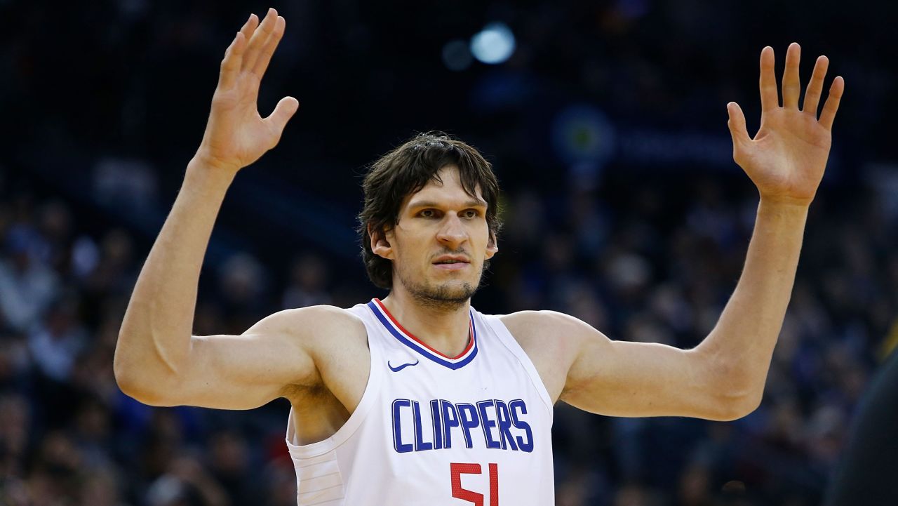 OAKLAND, CA - FEBRUARY 22: Boban Marjanovic #51 of the Los Angeles Clippers looks on during the game against the Golden State Warriors at ORACLE Arena on February 22, 2018 in Oakland, California. NOTE TO USER: User expressly acknowledges and agrees that, by downloading and or using this photograph, User is consenting to the terms and conditions of the Getty Images License Agreement. (Photo by Lachlan Cunningham/Getty Images)