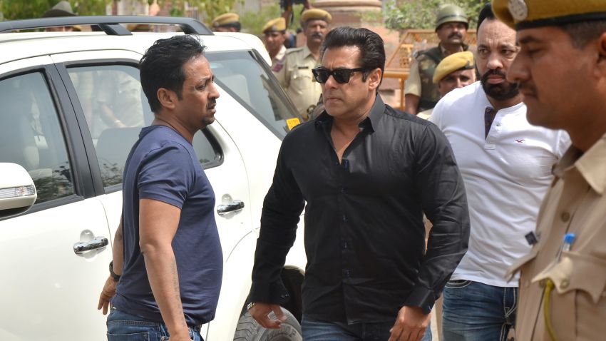 Indian Bollywood actor Salman Khan arrives at a court to hear the verdict in the long-running wildlife poaching case against him in Jodhpur on April 5, 2018.
Salman Khan was found guilty April 5 of killing endangered Indian wildlife nearly two decades ago, a prosecutor said, a charge that could see the Bollywood superstar jailed for six years. / AFP PHOTO / -        (Photo credit should read -/AFP/Getty Images)