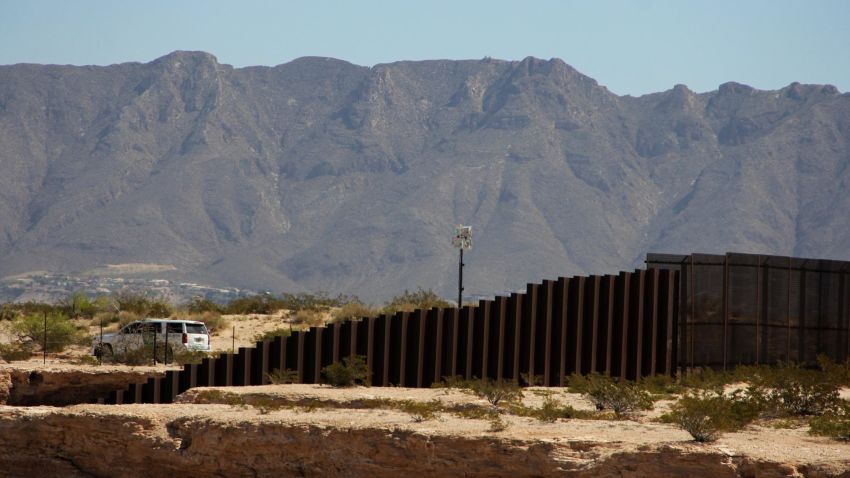 A US border patrol keeps watch near Sunland Park in New Mexico State in the United States as seen from across the US-Mexico border fence in the Anapra valley near Ciudad Juarez, Chihuahua State, Mexico, on April 5, 2018.