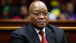 Former South African President Jacob Zuma in the dock at the High Court in Durban South Africa, Friday, April 6, 2018. Zuma is called to answer charges of fraud, racketeering and money laundering. (Nic Bothma / Pool via AP)