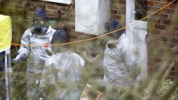 Investigators work in the garden of Sergei Skripal's house in Salisbury, southern England, on March 22, 2018, as investigations and operations continue in connection with the major incident sparked after a man and a woman were apparently poisoned in a nerve agent attack in Salisbury on March 4. / AFP PHOTO / Geoff CADDICK        (Photo credit should read GEOFF CADDICK/AFP/Getty Images)