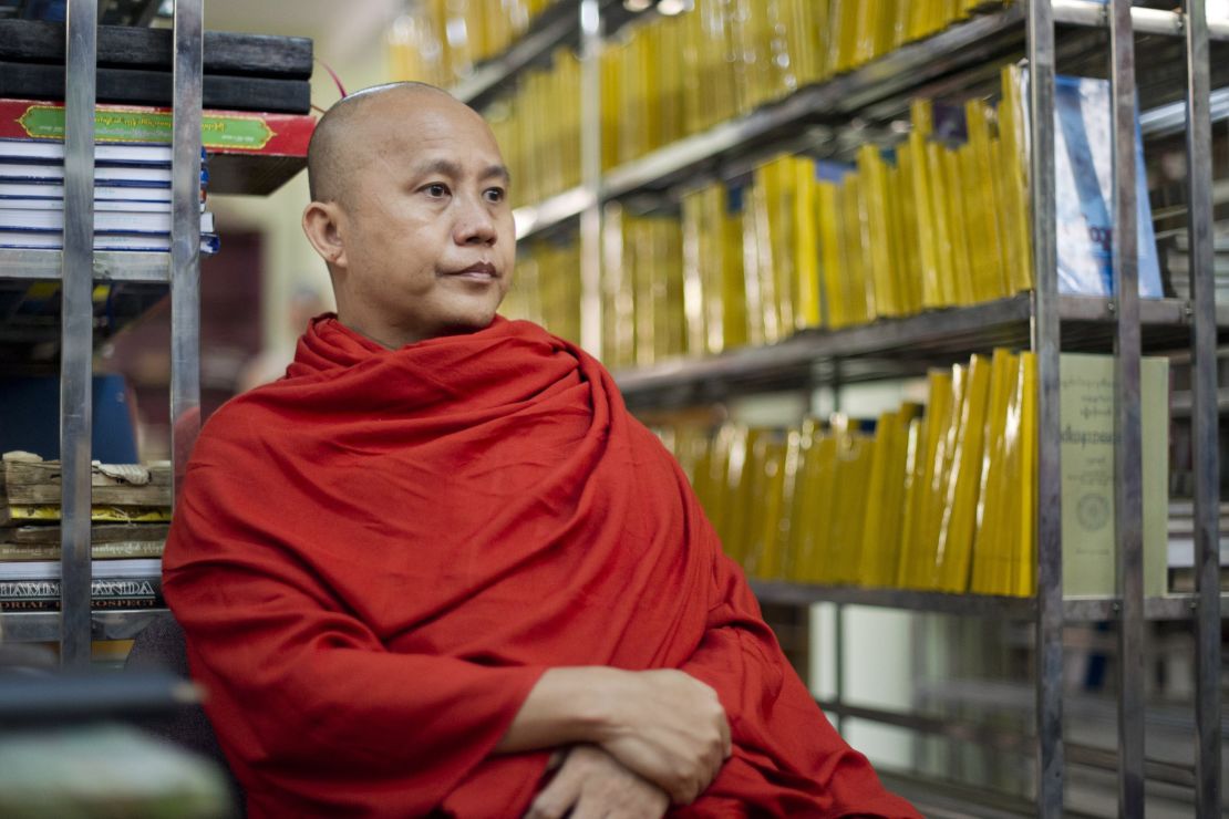 Controversial Myanmar monk Wirathu speaking during an interview at a monastery in Myanmar's second biggest city of Mandalay. 