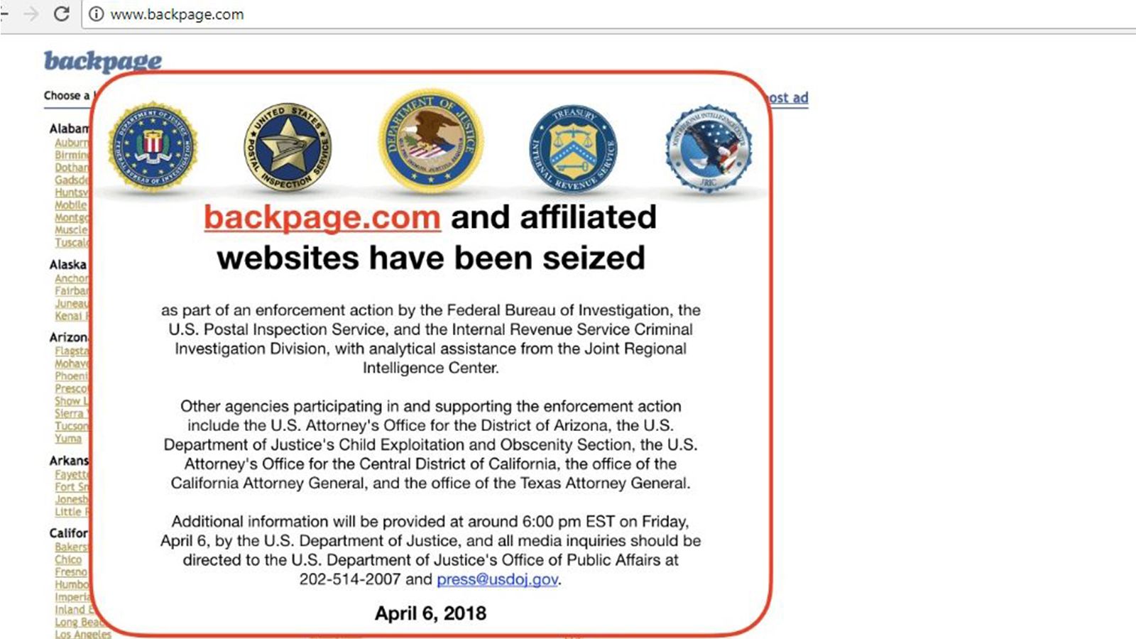 Justice Department seizes classified ads website Backpage.com | CNN Politics