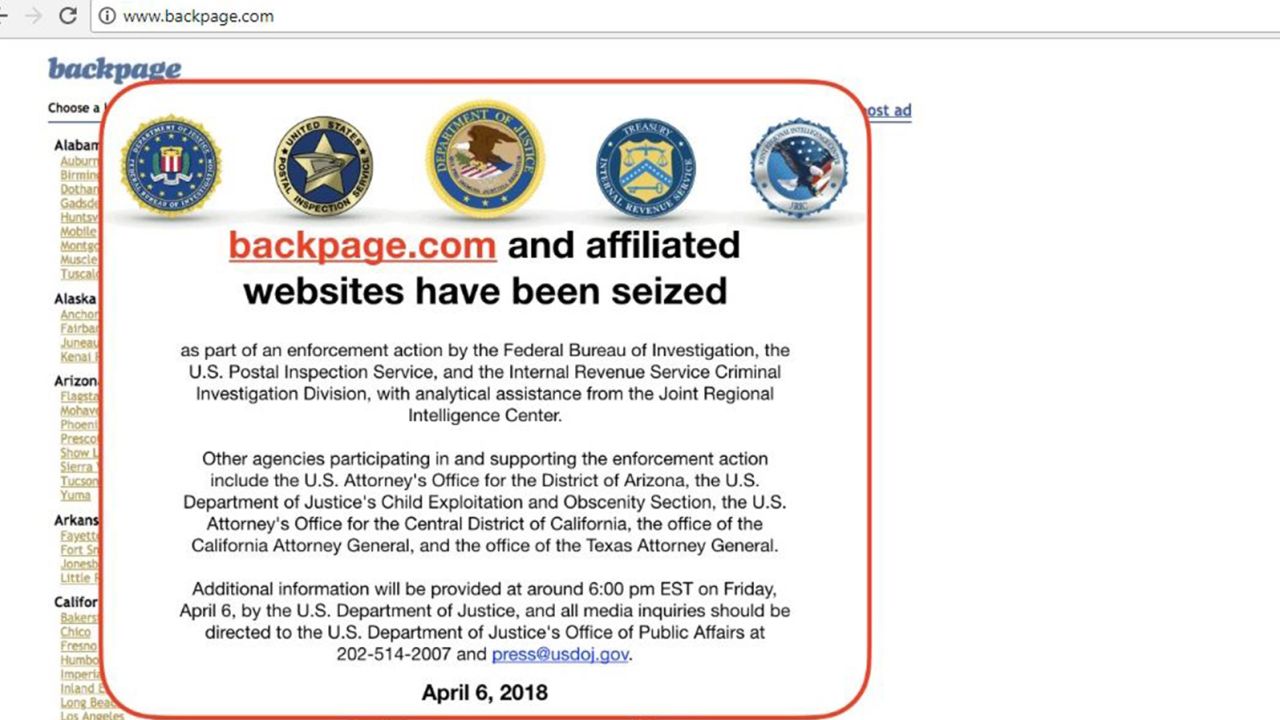 Dept. of Justice backpage