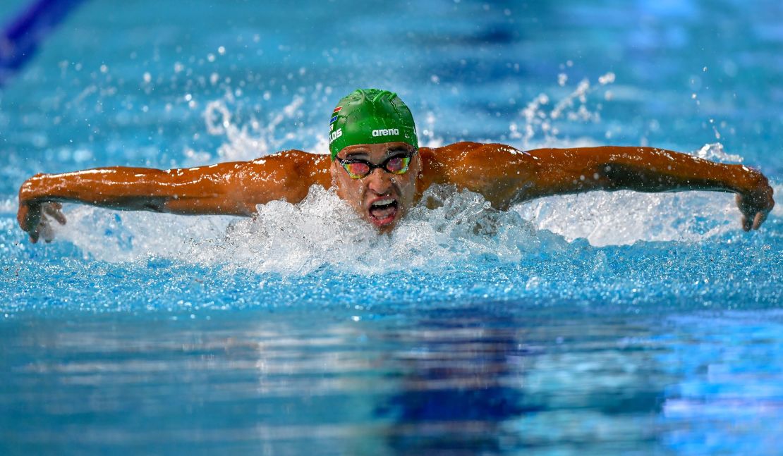 South Africa 's Chad Le Clos during his record-breaking swim in the men's 200m butterfly final.
