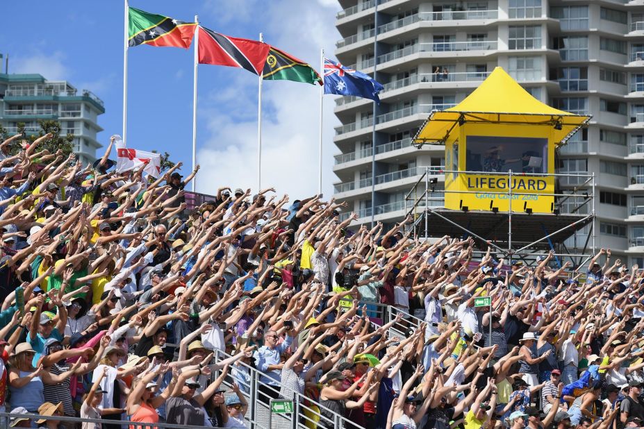 Fans get into the party spirit at the Coolangatta Beachfront -- and why not!