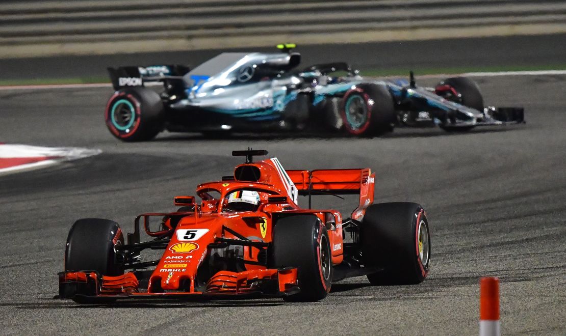 Sebastian Vettel was held off the challenge of Valtteri Bottas to win. 