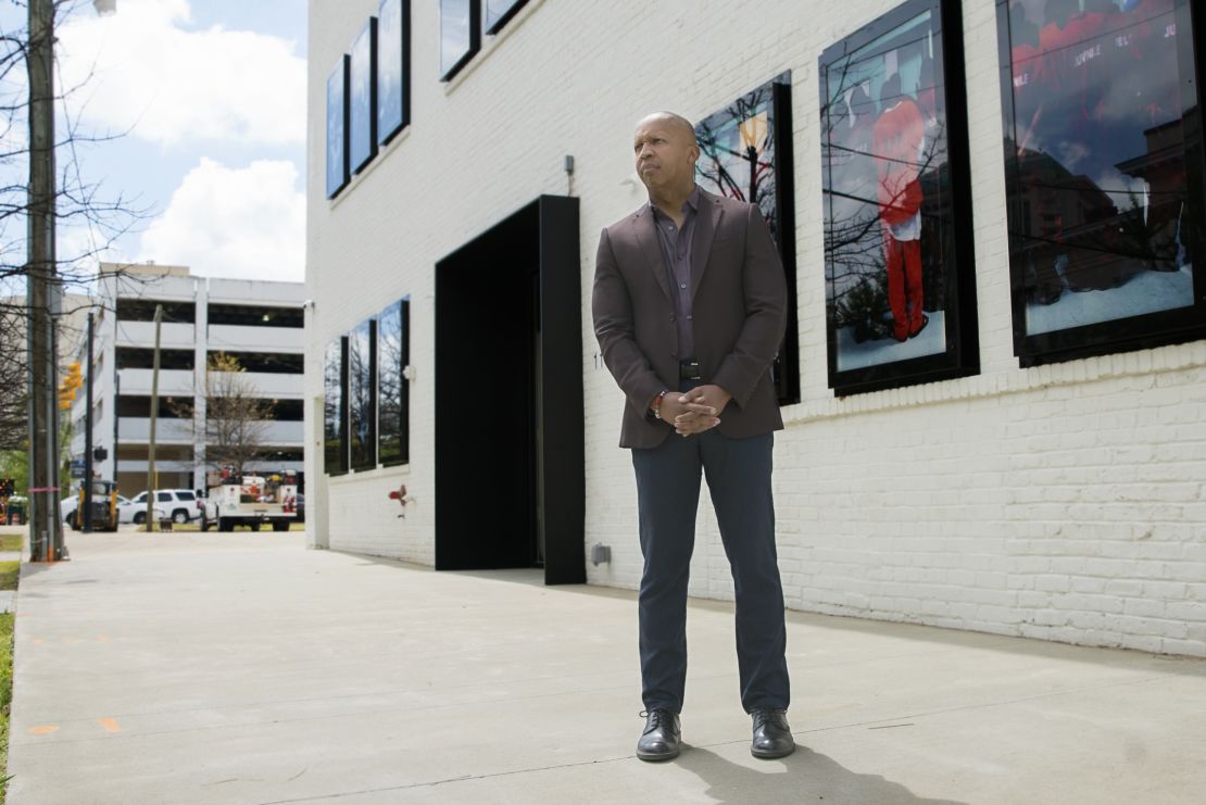 Bryan Stevenson in front of EJI's new museum focusing on the journey from enslavement to mass incarceration.