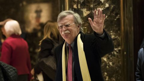 John Bolton, former United States Ambassador to the United Nations, waves as he leaves Trump Tower, December 2, 2016 in New York City. 