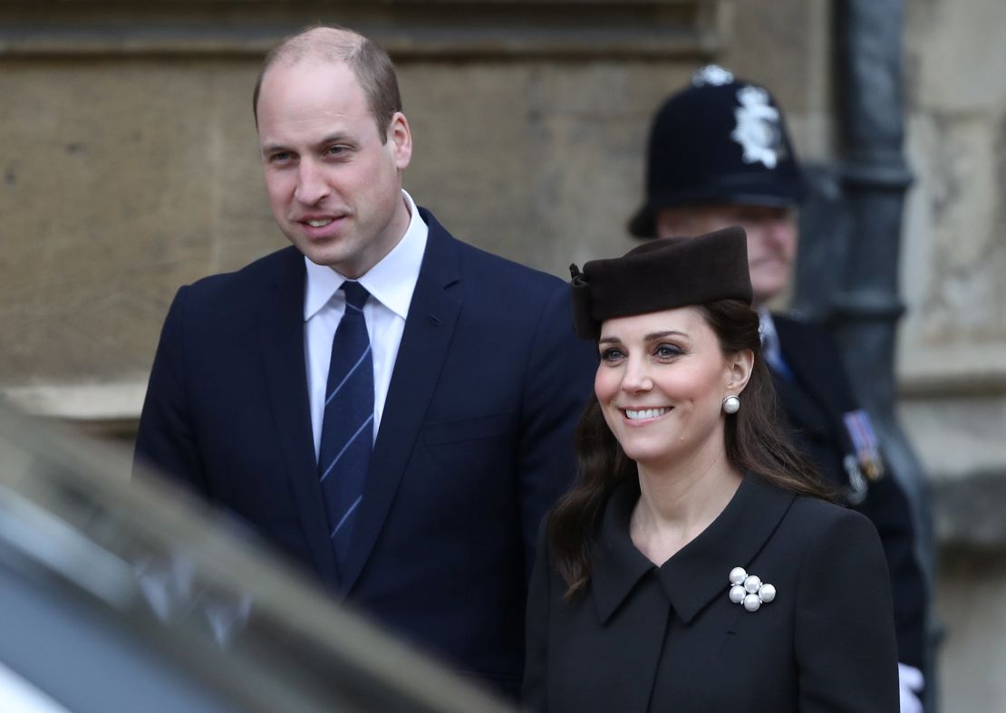 William, Duke of Cambridge, and his wife, Catherine, attend an Easter service in Windsor on April 1. 