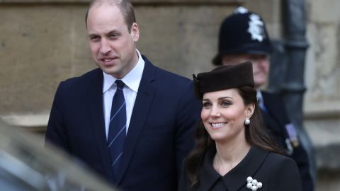 William, Duke of Cambridge, and his wife, Catherine, attend an Easter service in Windsor on April 1.