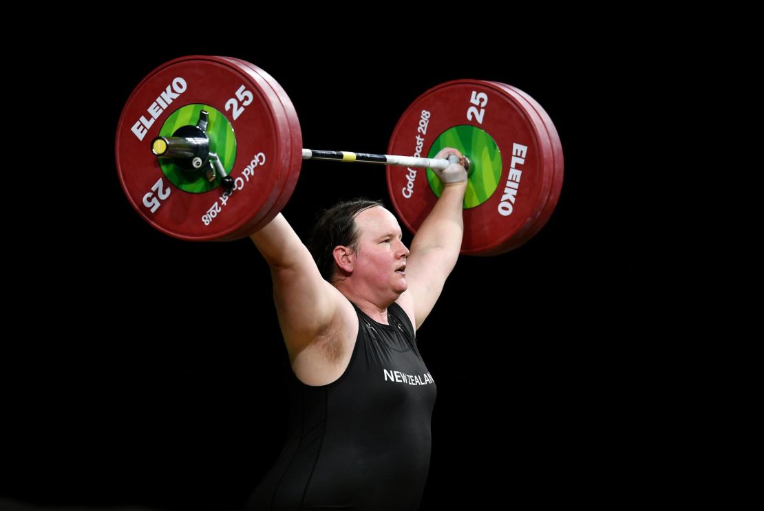 New Zealand's Laurel Hubbard competes in the women's 90kg+ final at the Commonwealth Games.