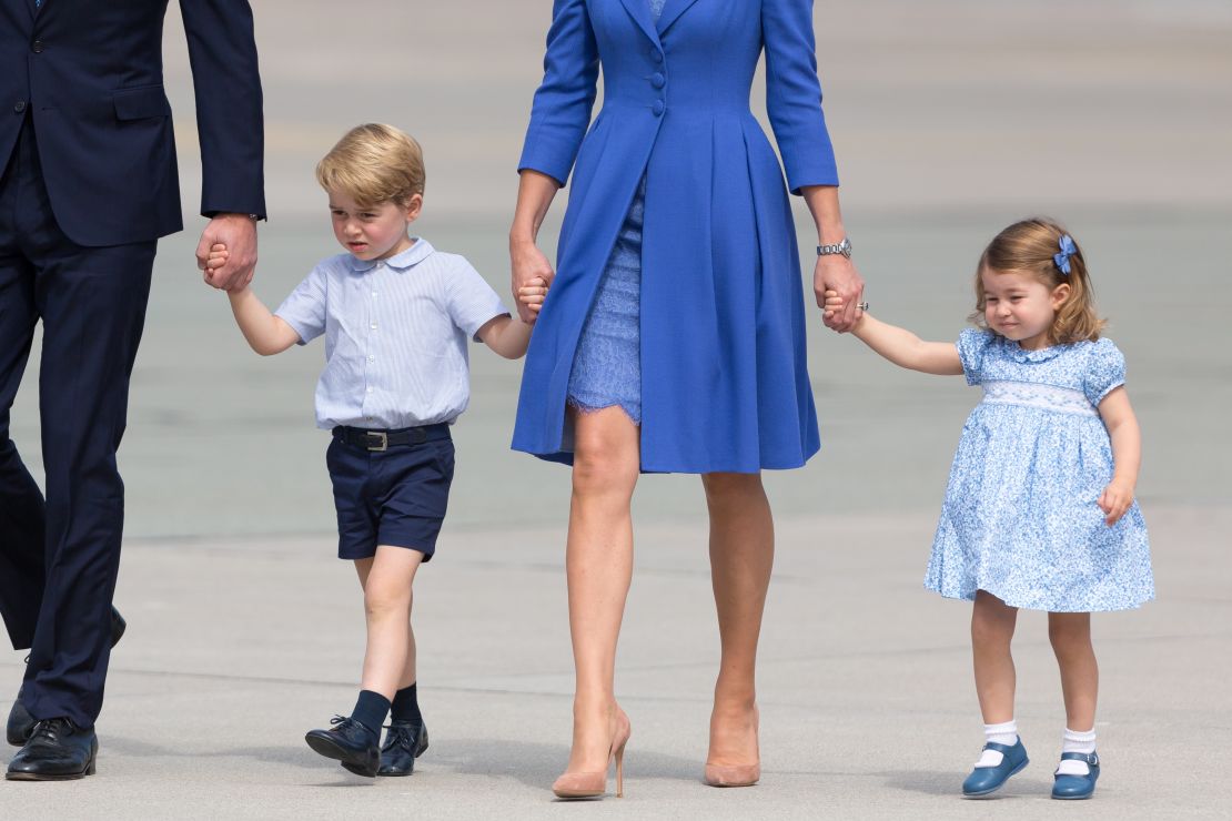 Princess Charlotte and Prince George with their parents in Warsaw, Poland, on 19 July 2017.