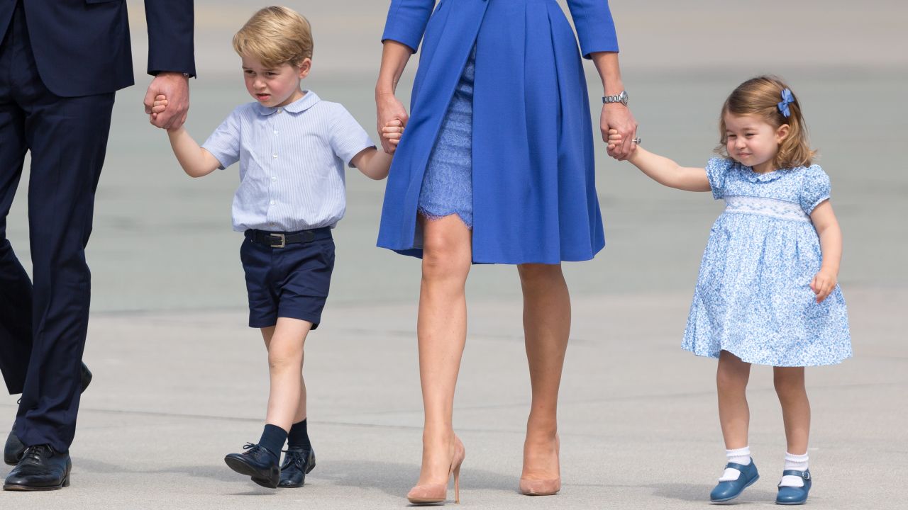 Princess Charlotte and Prince George with their parents in Warsaw, Poland, on 19 July 2017.