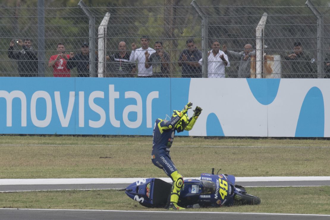 Valentino Rossi was left furious after being forced off the track by rival Marc Maequez.