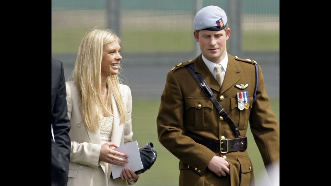 Chelsy Davy and Prince Harry attend his Army Air Corps pilots' course graduation ceremony in May 2010 in Andover, England.