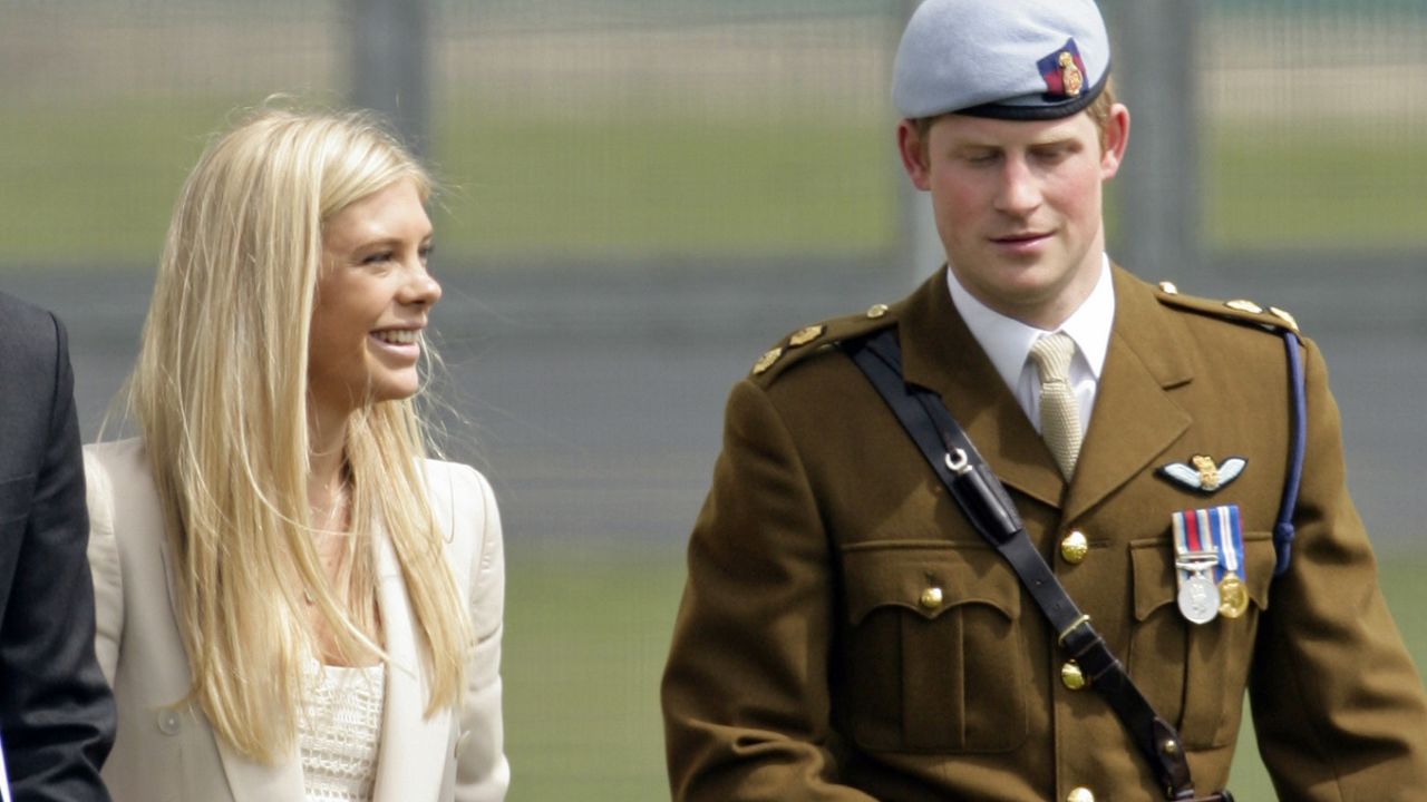 Chelsy Davy and Prince Harry attend his Army Air Corps pilots' course graduation ceremony in May 2010 in Andover, England.