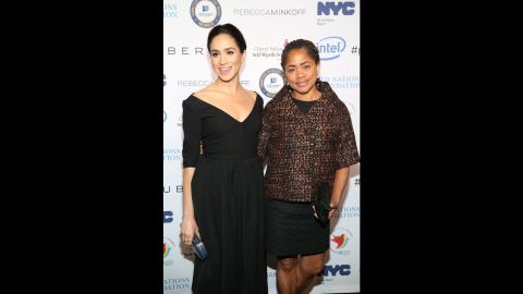 Meghan Markle and Doria Ragland are seen at a UN women's event in New York City in 2015.