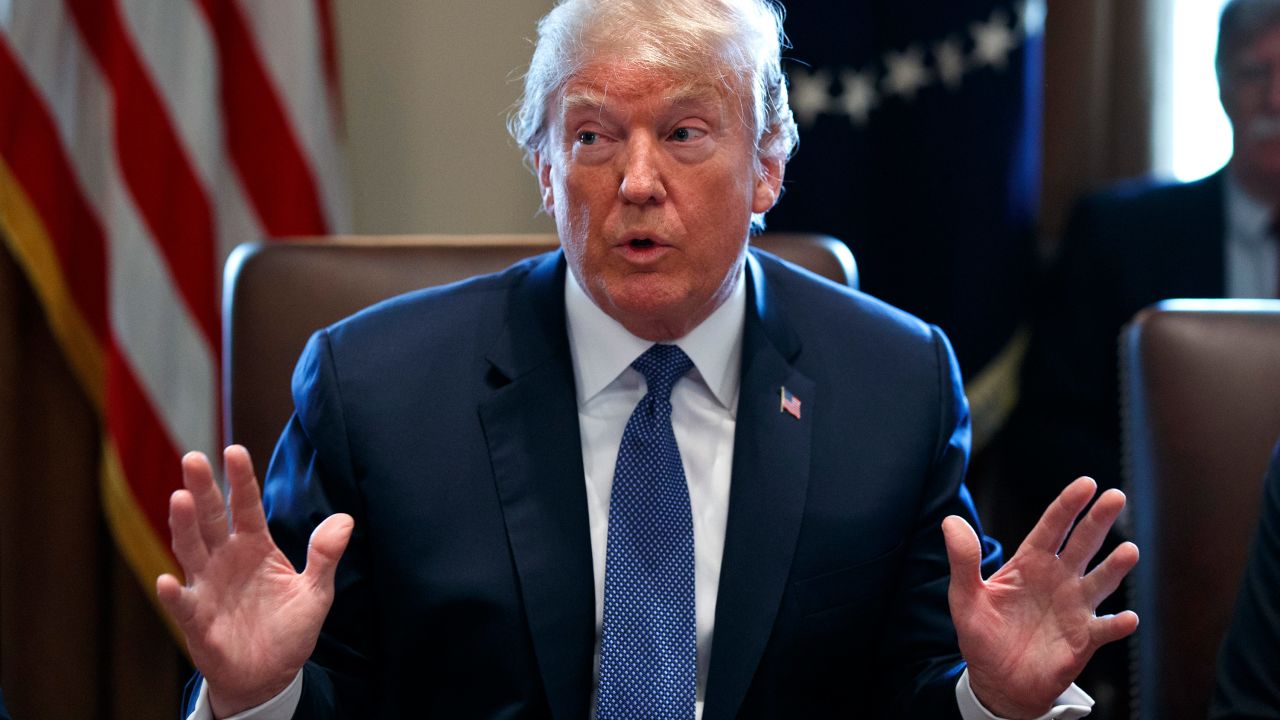 President Donald Trump speaks during a cabinet meeting at the White House, Monday, April 9, 2018, in Washington. (AP Photo/Evan Vucci)