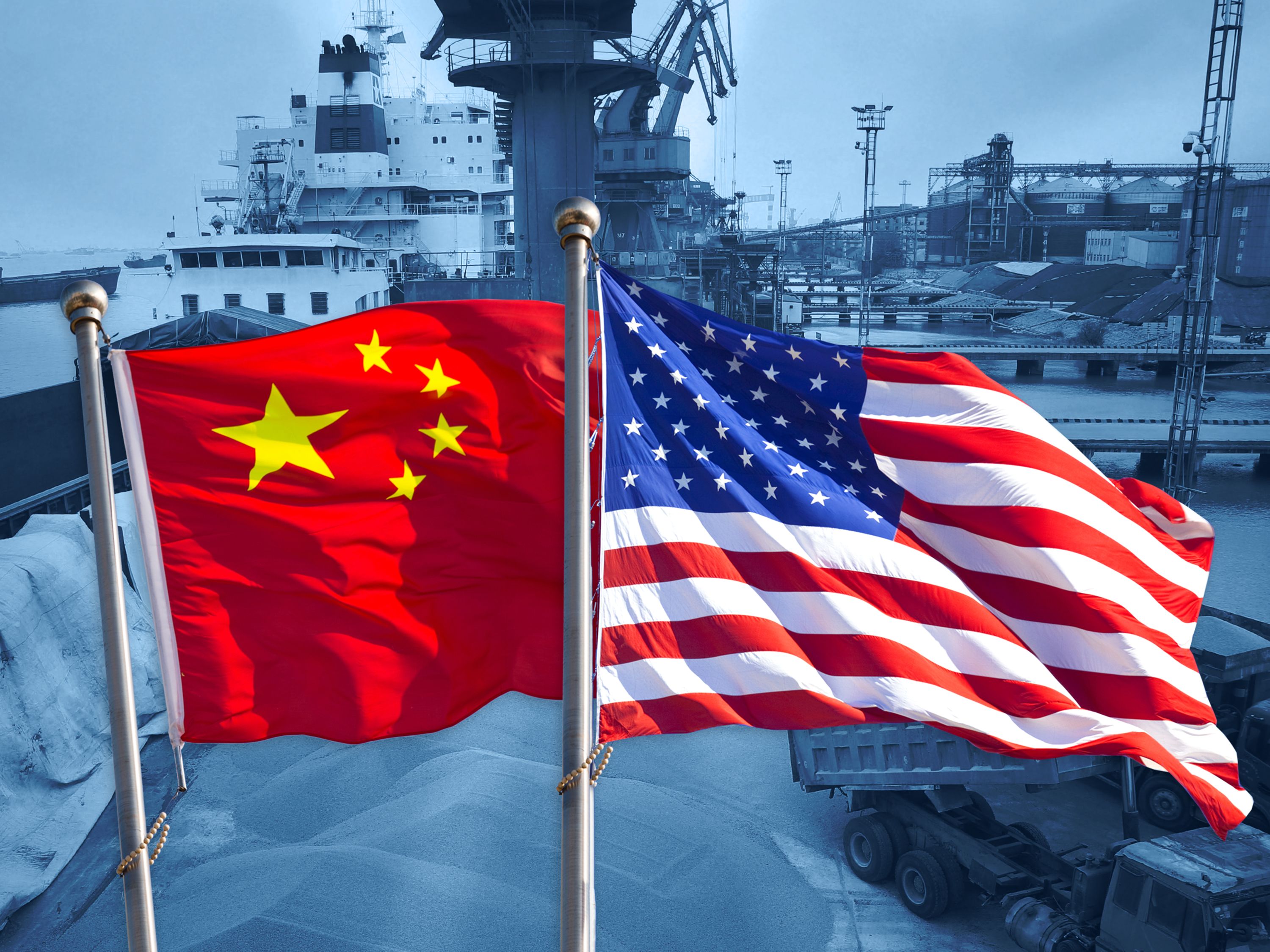US China flags flying