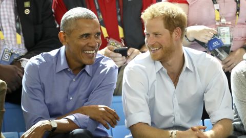 Former U.S. President Barack Obama and Prince Harry on day 7 of the Invictus Games on September 29, 2017 in Toronto, Canada.