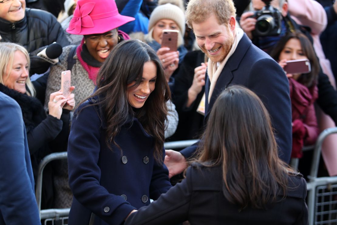 The couple were met by cheering crowds on their arrival in Nottingham, four days after they announced their engagement.