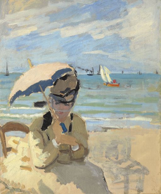 The work depicts Monet's bride Camille on the beach at the Channel coast resort of Trouville in the summer of 1870. Estimate: In the region of $10 million. Sold: $12,125,000