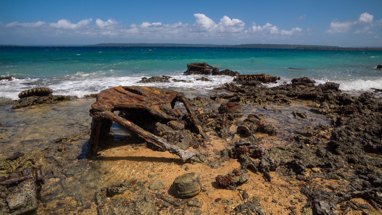 File photo of "Million Dollar Point," Vanuatu, where the US military dumped equipment off the beach at the end of World War Two.