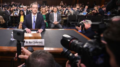 Facebook CEO Mark Zuckerberg arrives to testify before a joint hearing of the US Senate Commerce, Science and Transportation Committee and Senate Judiciary Committee on Capitol Hill, April 10, 2018 in Washington, DC. / AFP PHOTO / JIM WATSON (Photo credit should read JIM WATSON/AFP/Getty Images)