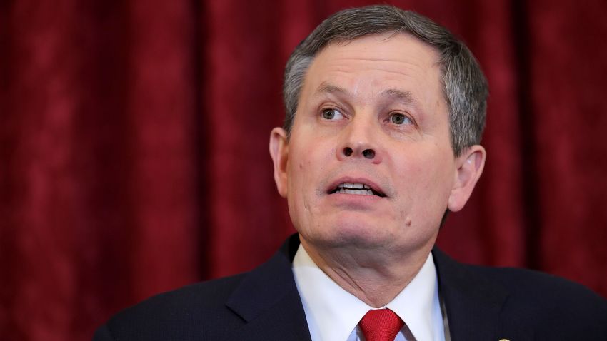 WASHINGTON, DC - JANUARY 16:  Sen. Steve Daines (R-MT) speaks during a news conference about proposed reforms to the Foreign Intelligence Surveillance Act in the Russell Senate Office Building on Capitol Hill January 16, 2018 in Washington, DC. Daines is part of a bipartisan group of senators that supports legislation they say would protect Americans from foreign threats while preserving their privacy.  (Photo by Chip Somodevilla/Getty Images)