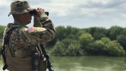 Binoculars are an important tool for Texas National Guard members watching over the Rio Grande. 