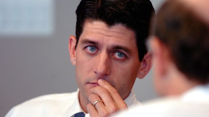 Ryan speaks in 2005 with William Novelli, the head of AARP, about Social Security.