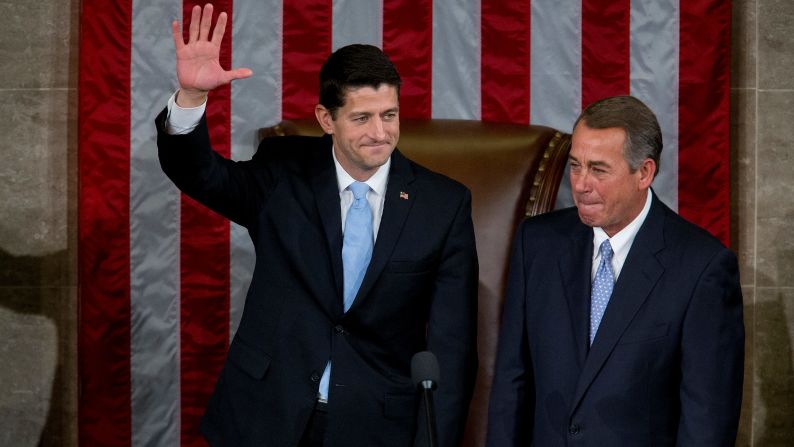 Ryan waves after his election in 2015 to replace Boehner as House speaker.