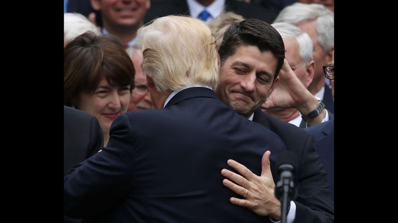 Trump congratulates Ryan after Republicans pass legislation in 2017 aimed at repealing and replacing the Affordable Care Act.