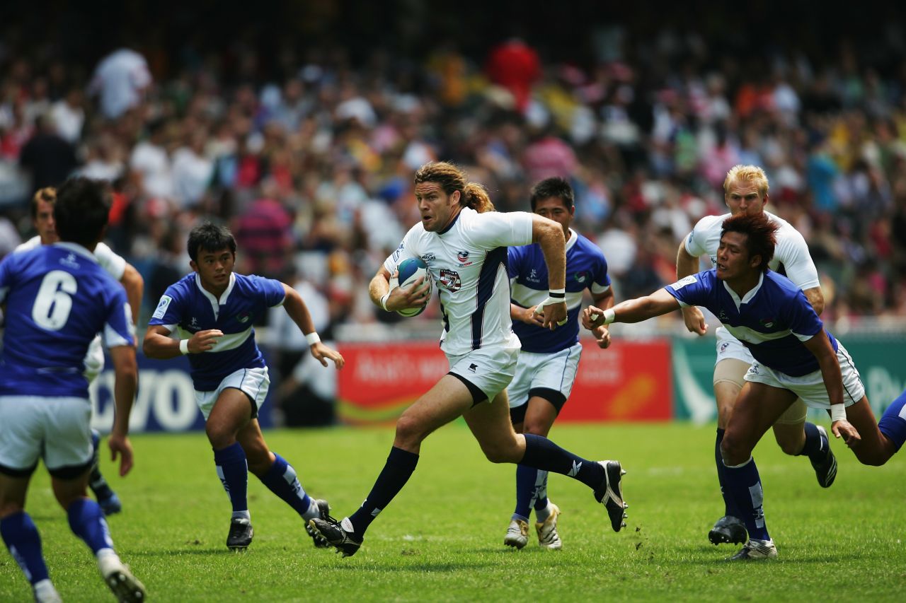 He also made 24 appearances in the World Rugby Sevens Series, and is pictured here against Chinese Taipei in Hong Kong.