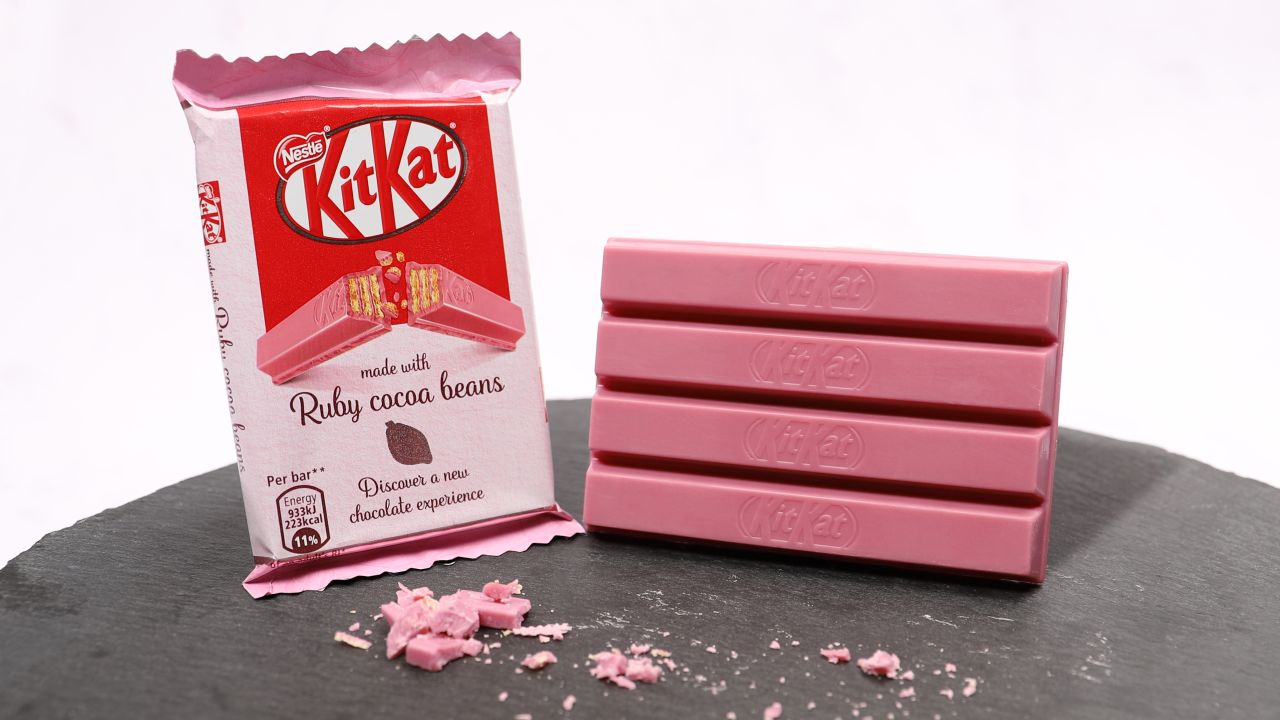 The pink KitKat is naturally rose-tinted.