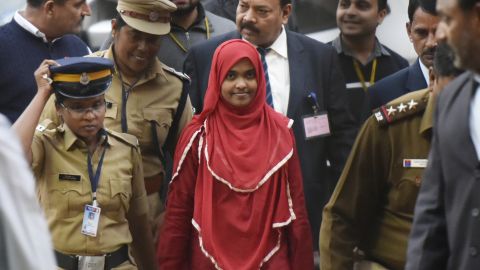 Hadiya (center) arrives at an earlier Supreme Court hearing on November 27, 2017, in New Delhi, India. 