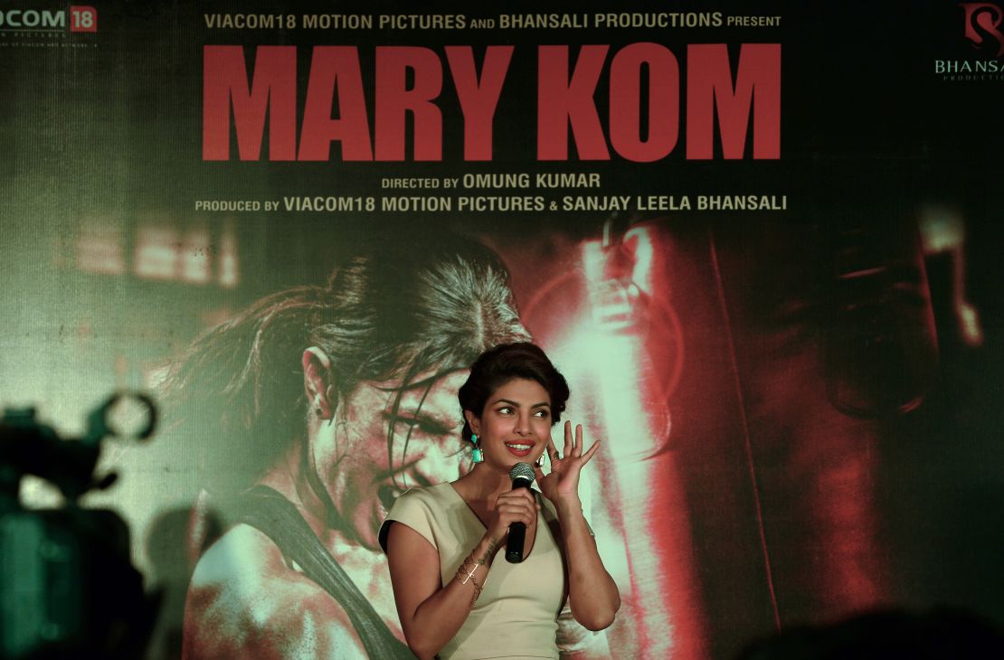 Bollywood actress Priyanka Chopra played Mary Kom in the film adaptaion of the boxer's life. 