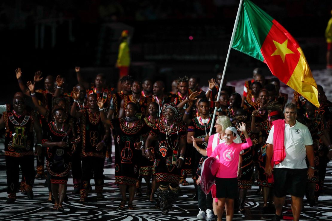 The Cameroon delegation march during the opening ceremony of the Commonwealth Games.