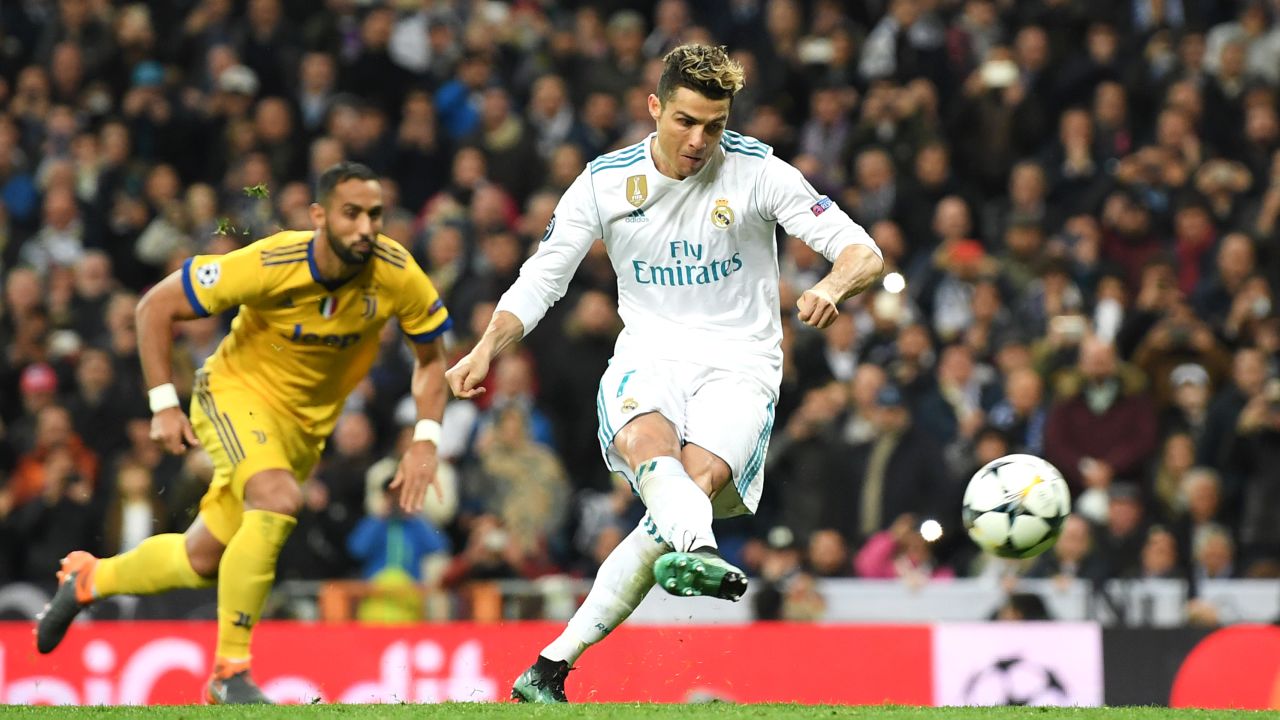 Real Madrid's Cristiano Ronaldo scores a penalty against Juventus in the second leg of the two sides' semi-final match-up.