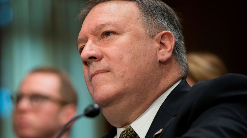 US Secretary of State nominee Mike Pompeo testifies before the Senate Foreign Relations Committee during his conformation hearing on Capitol Hill in Washington, DC, on April 12, 2018.  / AFP PHOTO / JIM WATSON        (Photo credit should read JIM WATSON/AFP/Getty Images)