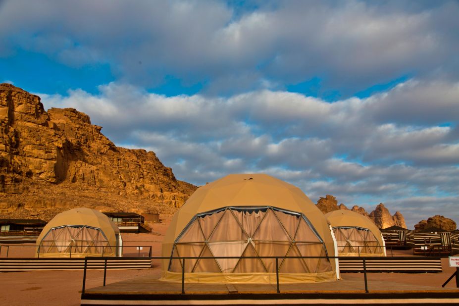The Martian Domes are space ship-like tents at the Sun City Camp in Wadi Rum, Jordan's largest desert.