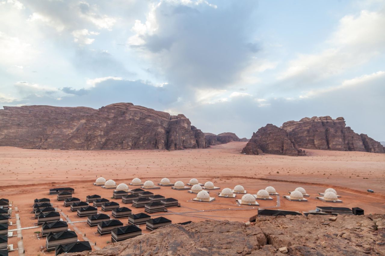 The landscape in the scorching desert in Jordan.