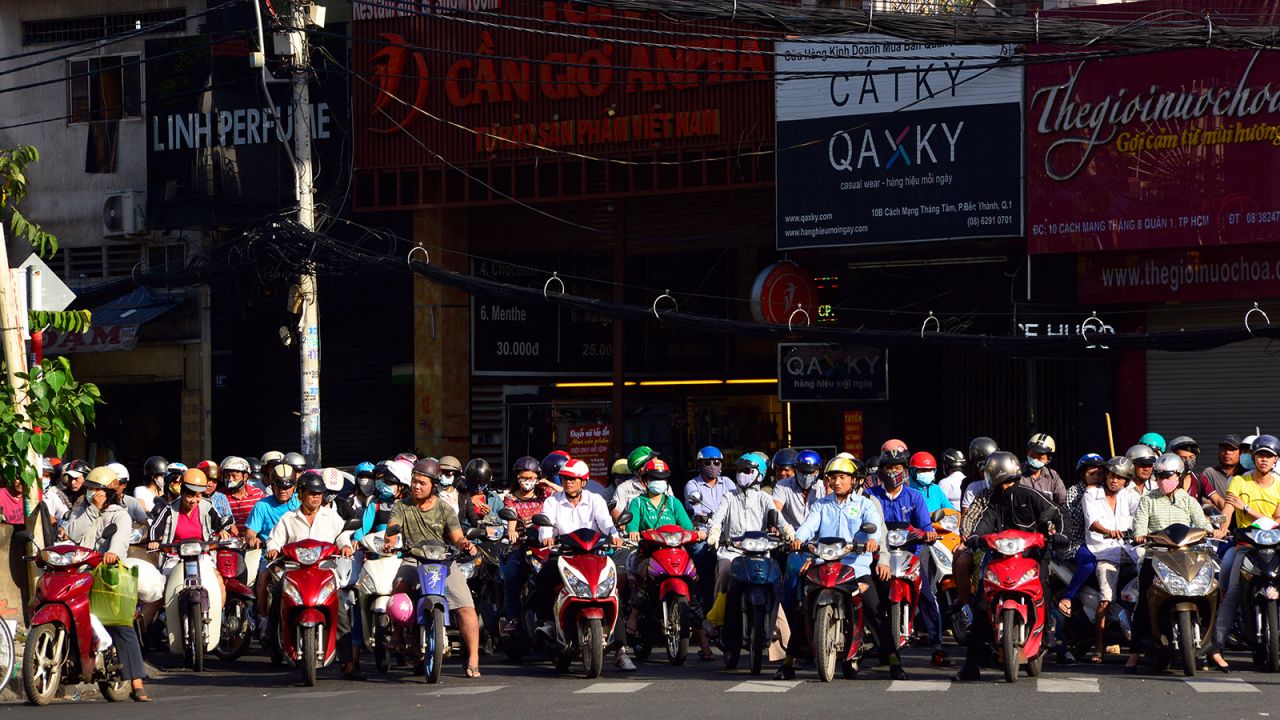 <strong>Innercity traffic craze: </strong>Ho Chi Minh City's massive profusion of mopeds can make every inner-city traffic light take on the appearance of the starting lineup of a Grand Prix.
