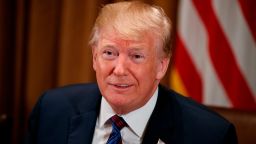 President Donald Trump smiles during a meeting with governors and lawmakers in the Cabinet Room of the White House, Thursday, April 12, 2018, in Washington. (AP/Evan Vucci)