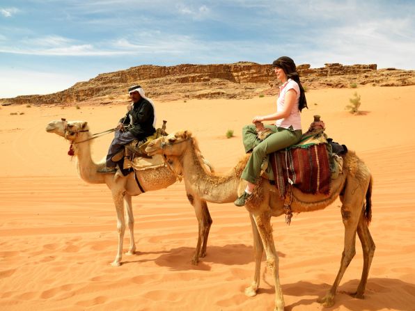 A camel ride through Wadi Rum is one of the activities offered by the hotel.  