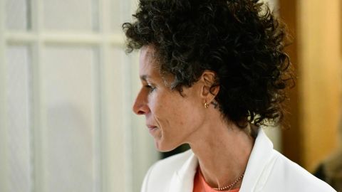 Andrea Constand during a break from the trial on Friday.